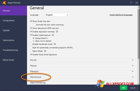 Skjermbilde Avast Windows XP