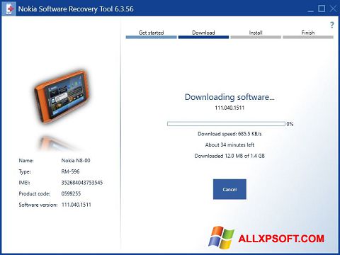 Skjermbilde Nokia Software Recovery Tool Windows XP