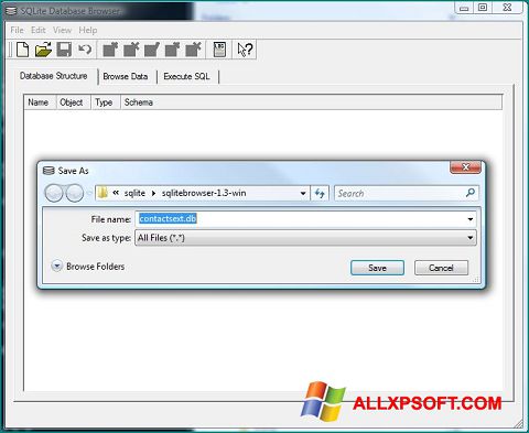 Skjermbilde SQLite Database Browser Windows XP