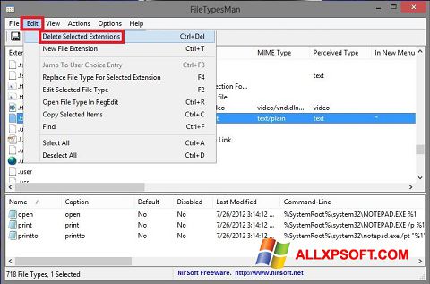 Skjermbilde Unassociate File Types Windows XP