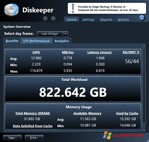 Skjermbilde Diskeeper Windows XP