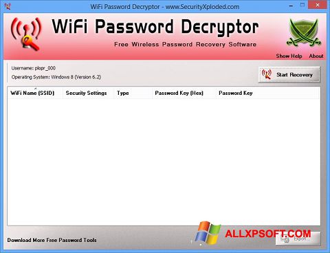 Skjermbilde WiFi Password Decryptor Windows XP