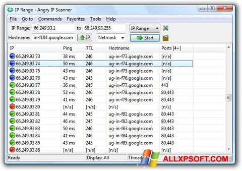 Skjermbilde Angry IP Scanner Windows XP