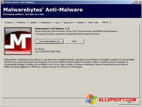 Skjermbilde Malwarebytes Anti-Malware Free Windows XP