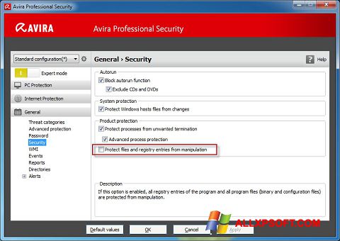Skjermbilde Avira Professional Security Windows XP