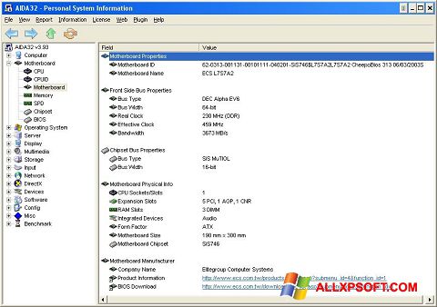 Skjermbilde AIDA32 Windows XP