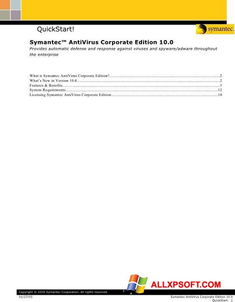 Skjermbilde Symantec Antivirus Corporate Edition Windows XP