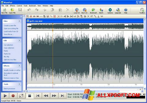 Skjermbilde WavePad Sound Editor Windows XP