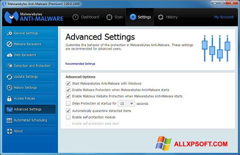Skjermbilde Malwarebytes Anti-Malware Windows XP
