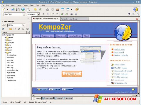Skjermbilde KompoZer Windows XP