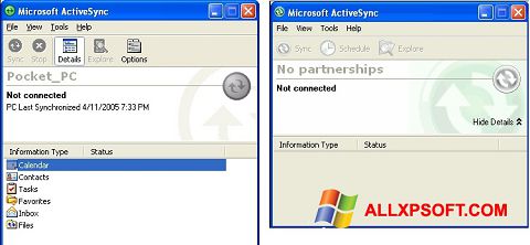 Skjermbilde Microsoft ActiveSync Windows XP