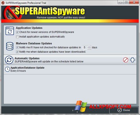Skjermbilde SUPERAntiSpyware Windows XP