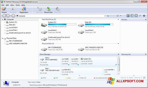 Skjermbilde RS Partition Recovery Windows XP