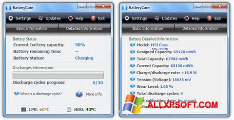 Skjermbilde BatteryCare Windows XP