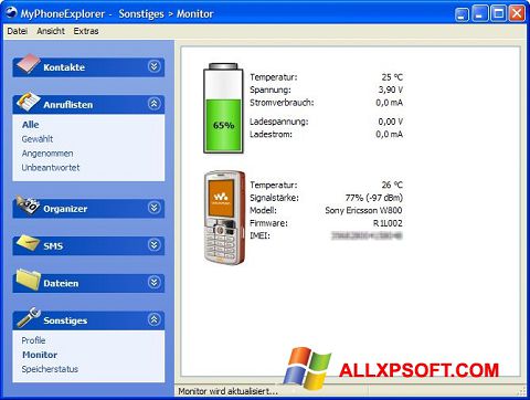 Skjermbilde MyPhoneExplorer Windows XP