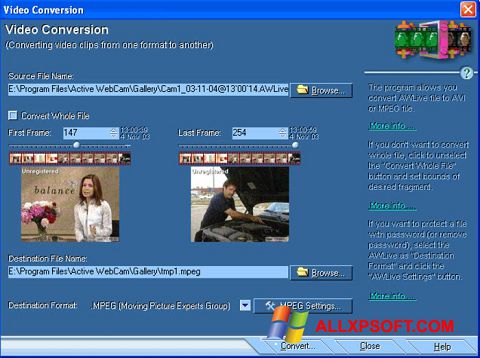 Skjermbilde Active WebCam Windows XP
