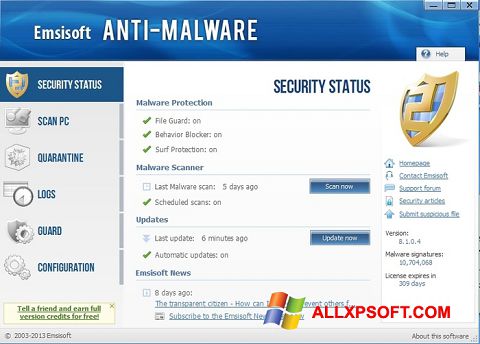 Skjermbilde Emsisoft Anti-Malware Windows XP