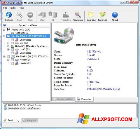 Skjermbilde Active KillDisk Windows XP