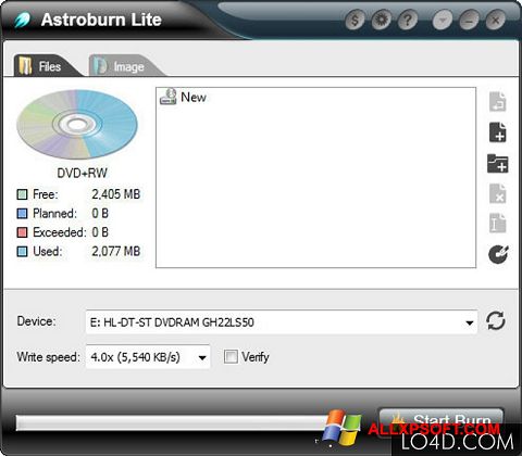 Skjermbilde Astroburn Lite Windows XP