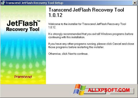 Skjermbilde JetFlash Recovery Tool Windows XP
