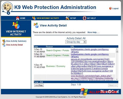 Skjermbilde K9 Web Protection Windows XP