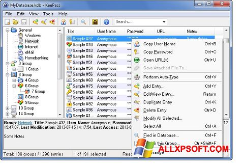 Skjermbilde KeePass Windows XP