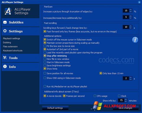 Skjermbilde ALLPlayer Windows XP