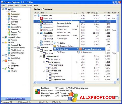 Skjermbilde System Explorer Windows XP