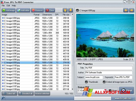 Skjermbilde JPG to PDF Converter Windows XP