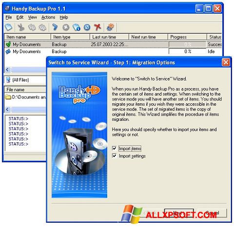 Skjermbilde Handy Backup Windows XP
