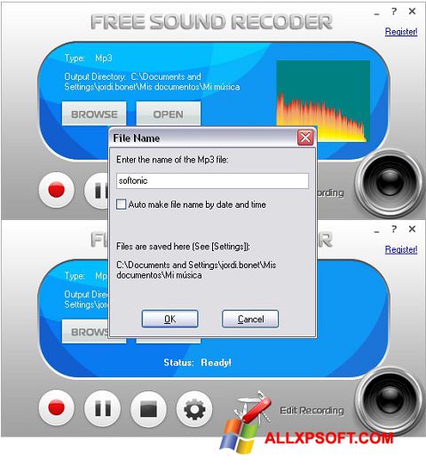 Skjermbilde Free Sound Recorder Windows XP