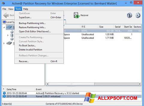 Skjermbilde Active Partition Recovery Windows XP