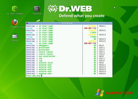 Skjermbilde Dr.Web LiveCD Windows XP