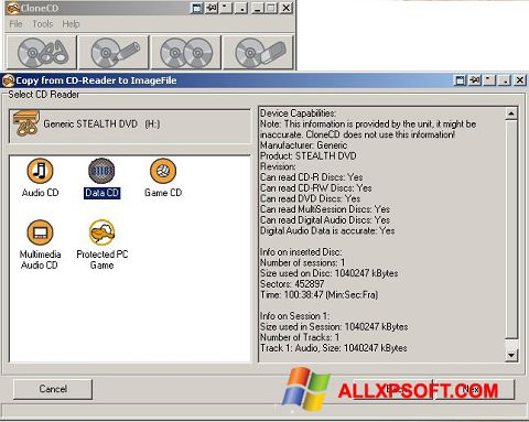 Skjermbilde CloneCD Windows XP