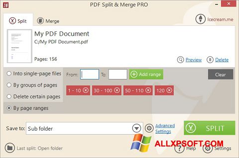 Skjermbilde PDF Split and Merge Windows XP
