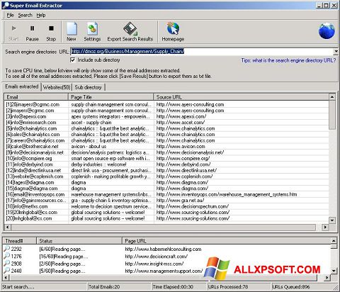 Skjermbilde eMail Extractor Windows XP