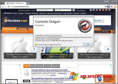 Skjermbilde Comodo Dragon Windows XP