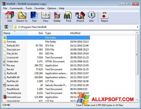 Skjermbilde WinRAR Windows XP