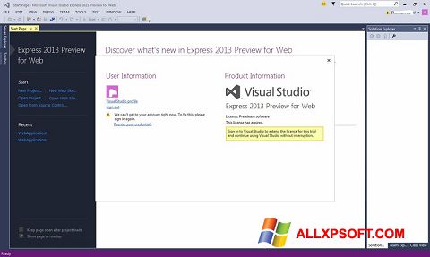 Skjermbilde Microsoft Visual Studio Express Windows XP