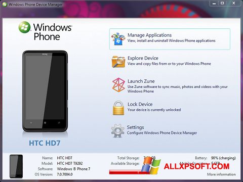 Skjermbilde Windows Phone Device Manager Windows XP