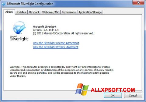 Skjermbilde Microsoft Silverlight Windows XP