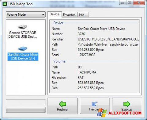Skjermbilde USB Image Tool Windows XP