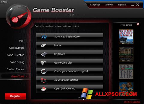 Skjermbilde Game Booster Windows XP