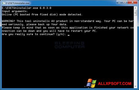 Skjermbilde ESET Uninstaller Windows XP