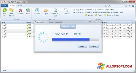 Skjermbilde PDF Unlocker Windows XP
