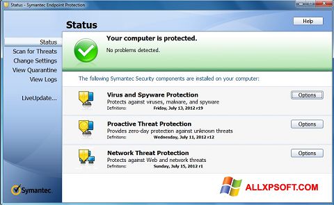 Skjermbilde Symantec Endpoint Protection Windows XP