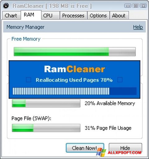 Skjermbilde RamCleaner Windows XP