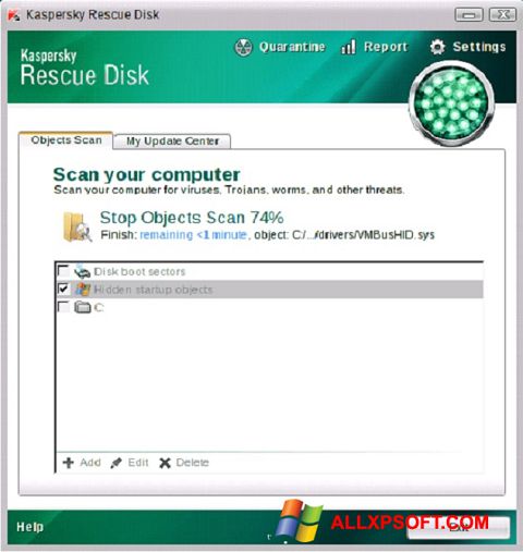 Skjermbilde Kaspersky Rescue Disk Windows XP