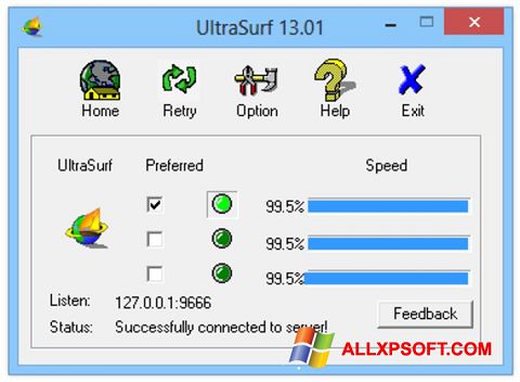 Skjermbilde UltraSurf Windows XP