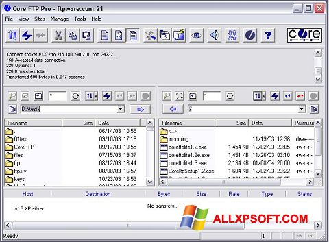 Skjermbilde Core FTP Windows XP